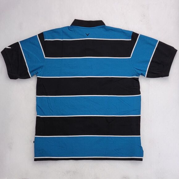 Callaway Mens Golf Polo Shirt Sz M Black Turquoise Pique Cotton Short Sleeve New - Picture 7 of 16
